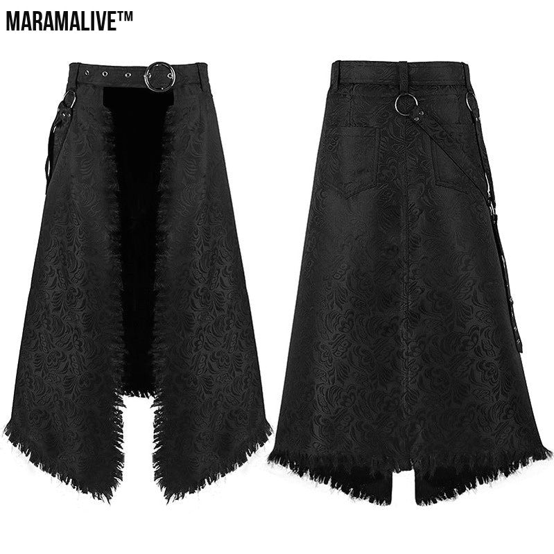 Dark Rock Punk Ash Gothic Asymmetric Half Skirt