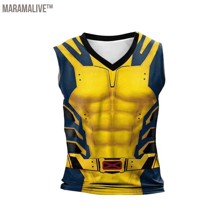 Deadpool Cosplay Wolverine Cosplay Superhero Printed Vest Comic Compression Workout Bodybuilding Tank Tops