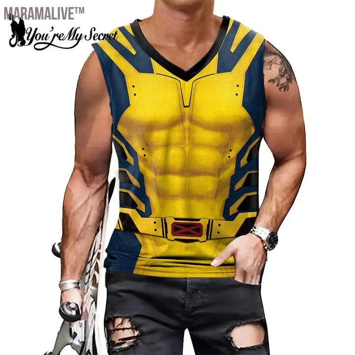 Deadpool Cosplay Wolverine Cosplay Superhero Printed Vest Comic Compression Workout Bodybuilding Tank Tops