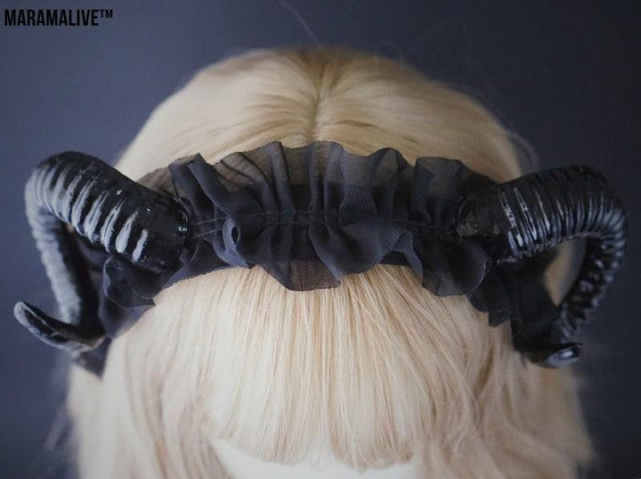 Demon Horn Hair Hoop Dark Gothic Photography Props