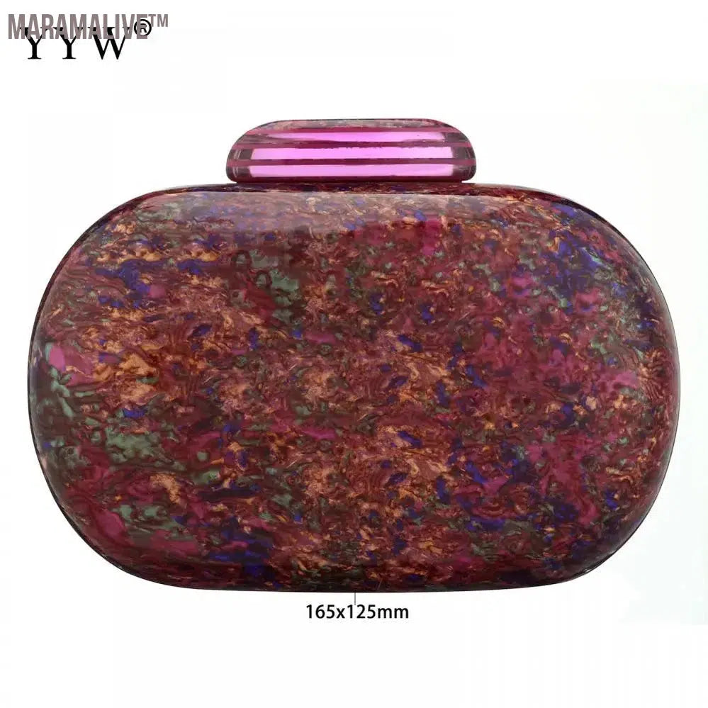 Design Shell Acrylic Clutch Purse Women Marble Bag Luxury Elegant Lady Evening Bag Round Cute Purple Handbag Shoulder Bags