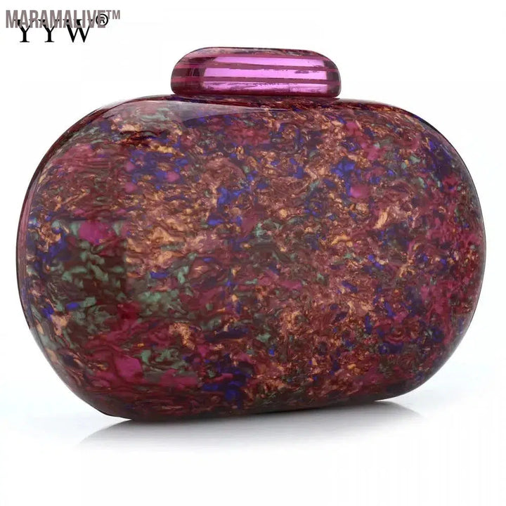 Design Shell Acrylic Clutch Purse Women Marble Bag Luxury Elegant Lady Evening Bag Round Cute Purple Handbag Shoulder Bags