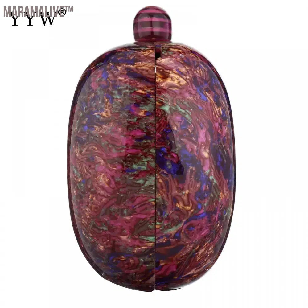 Design Shell Acrylic Clutch Purse Women Marble Bag Luxury Elegant Lady Evening Bag Round Cute Purple Handbag Shoulder Bags