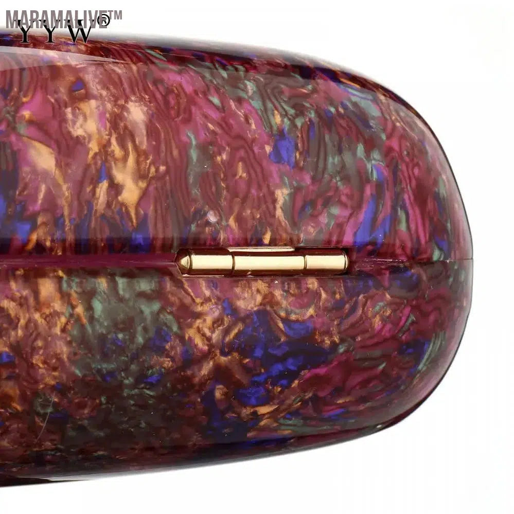 Design Shell Acrylic Clutch Purse Women Marble Bag Luxury Elegant Lady Evening Bag Round Cute Purple Handbag Shoulder Bags