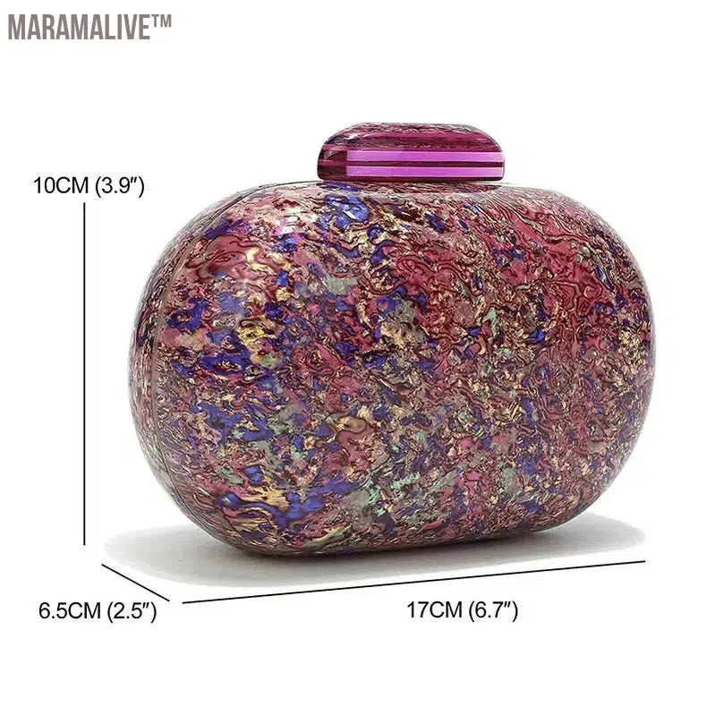 Design Shell Acrylic Clutch Purse Women Marble Bag Luxury Elegant Lady Evening Bag Round Cute Purple Handbag Shoulder Bags