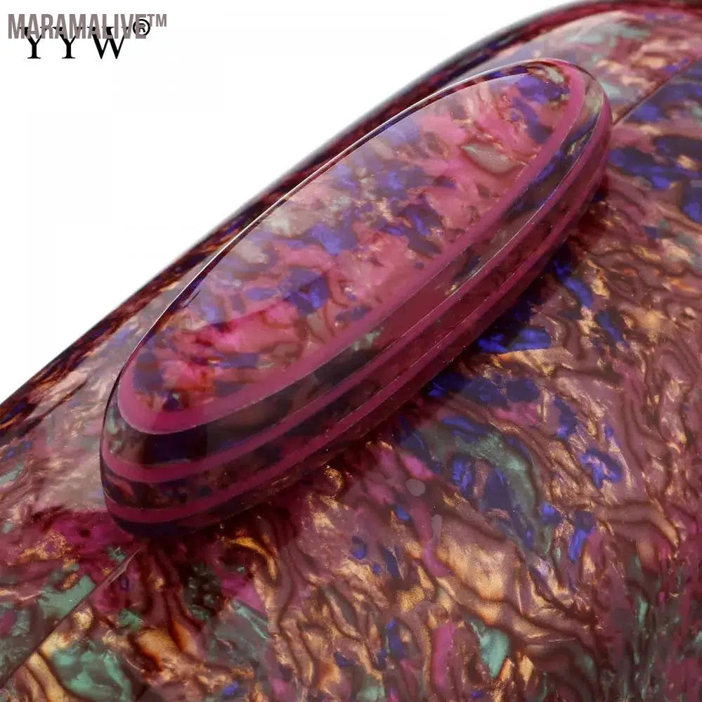 Design Shell Acrylic Clutch Purse Women Marble Bag Luxury Elegant Lady Evening Bag Round Cute Purple Handbag Shoulder Bags