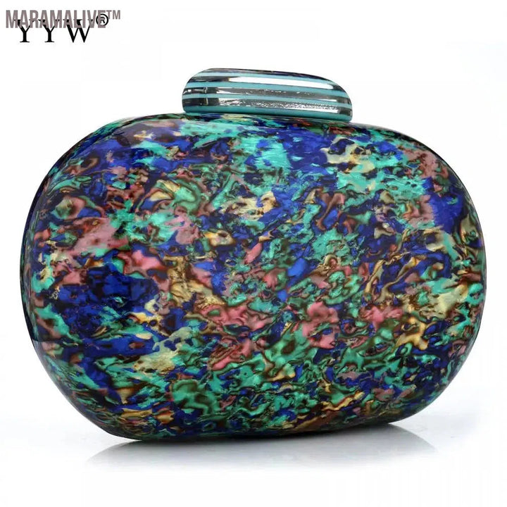 Design Shell Acrylic Clutch Purse Women Marble Bag Luxury Elegant Lady Evening Bag Round Cute Purple Handbag Shoulder Bags