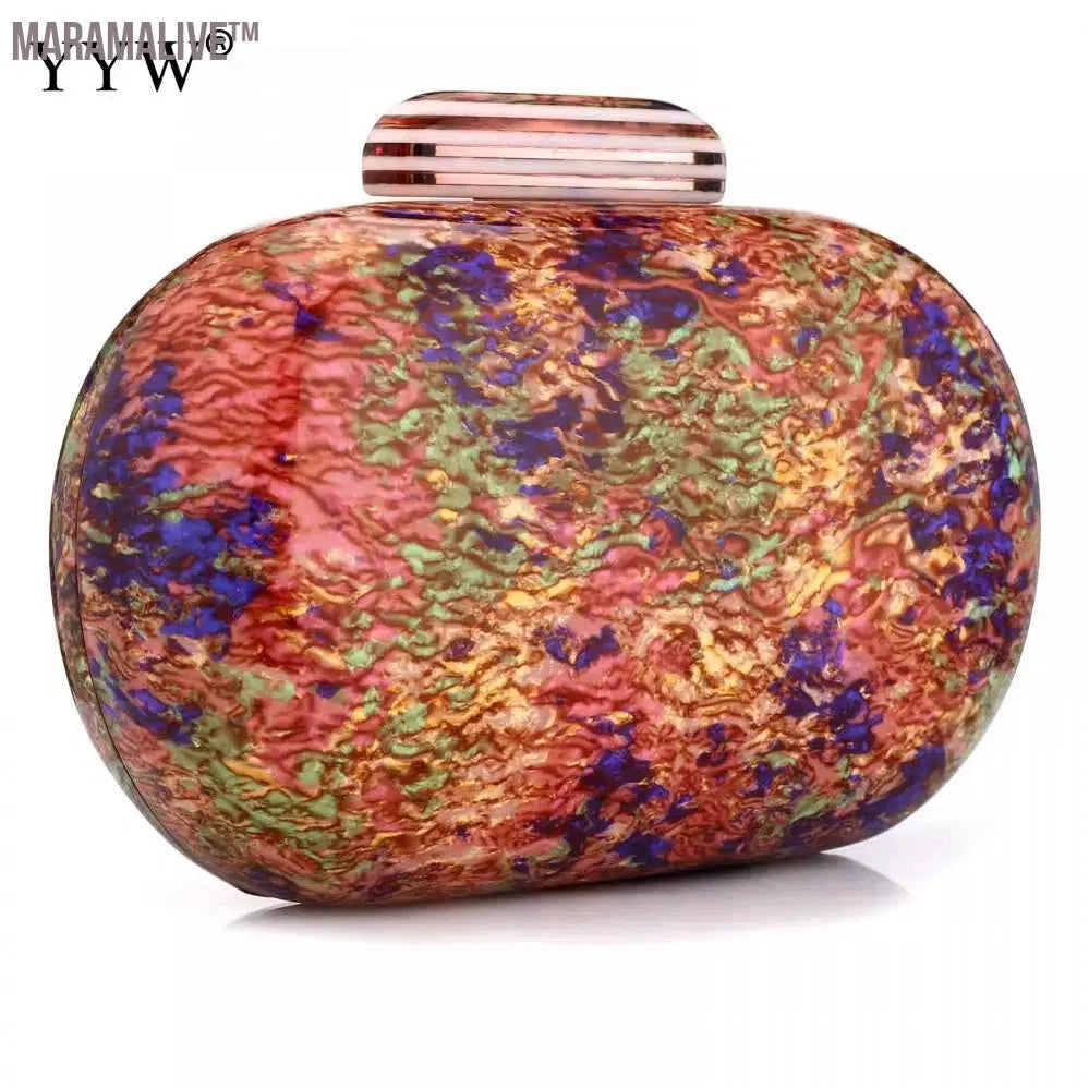 Design Shell Acrylic Clutch Purse Women Marble Bag Luxury Elegant Lady Evening Bag Round Cute Purple Handbag Shoulder Bags