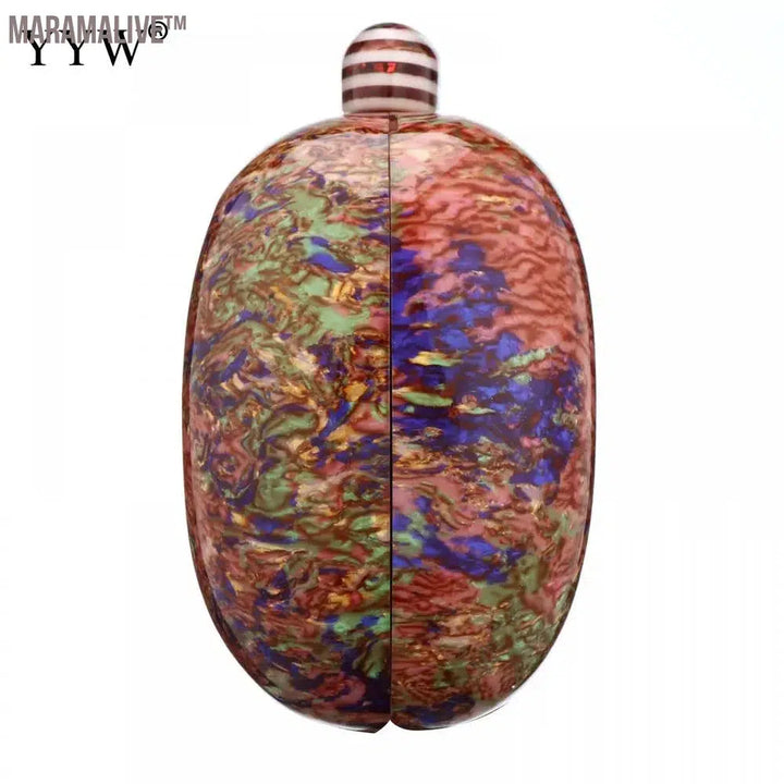 Design Shell Acrylic Clutch Purse Women Marble Bag Luxury Elegant Lady Evening Bag Round Cute Purple Handbag Shoulder Bags