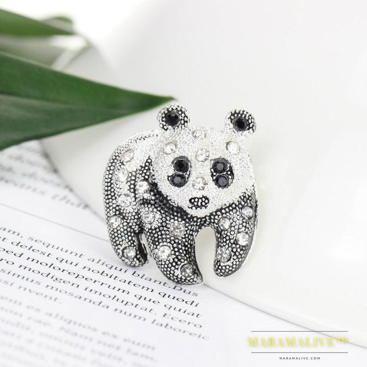 Diamond-studded Panda Brooch, One-word Brooch Dress Accessories