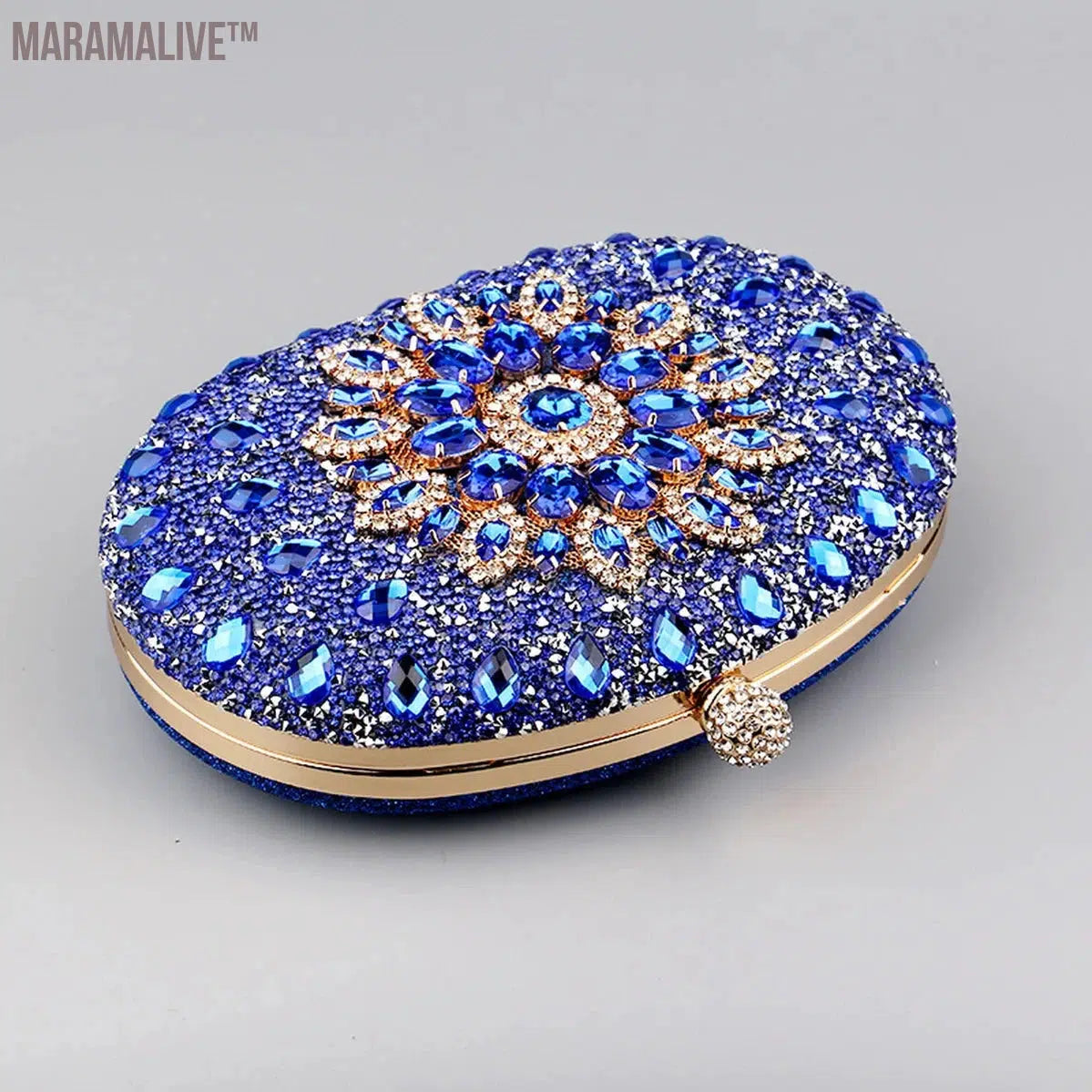 Diamonds Purple Color Women Evening Bags Flower Rhinestones Egg Design Fashion Female Clutch Handbags