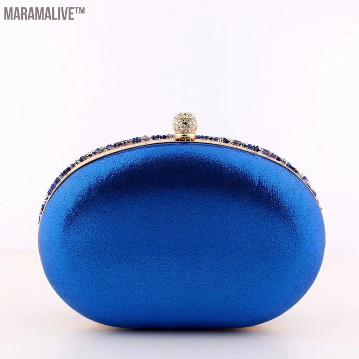 Diamonds Purple Color Women Evening Bags Flower Rhinestones Egg Design Fashion Female Clutch Handbags