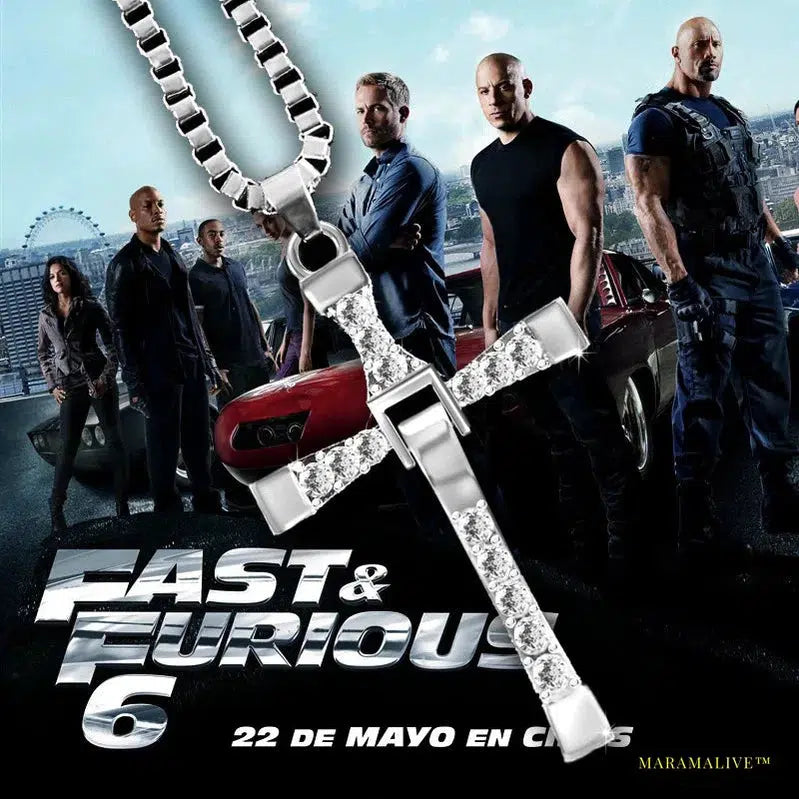 Dominic Toretto The Fast and The Furious Celebrity Vin Diesel Item Crystal Jesus Men Cross Pendant Necklace Gift Jewelry