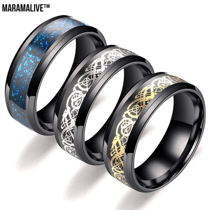 Dragon Pattern Rings Men Stainless Steel Ring Jewelry