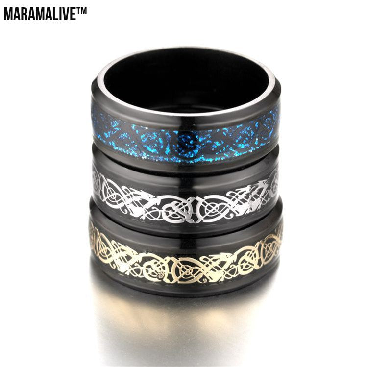 Dragon Pattern Rings Men Stainless Steel Ring Jewelry