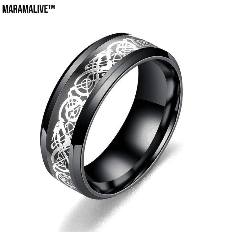 Dragon Pattern Rings Men Stainless Steel Ring Jewelry