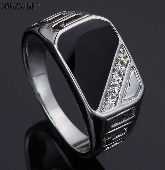 Drop oil ring European and American classic square fashion men's ring