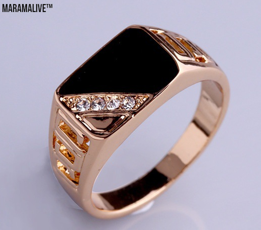 Drop oil ring European and American classic square fashion men's ring