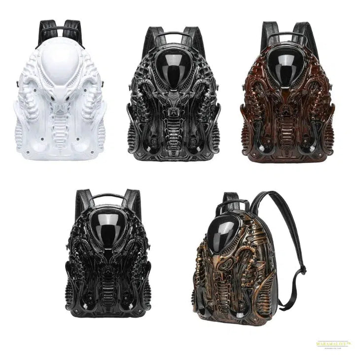 E74B 3D Xenomorph Shaped Backpack for Women Man Halloween Backpack Cool Predalien Handbag Novelty Backpack Casual Daypacks