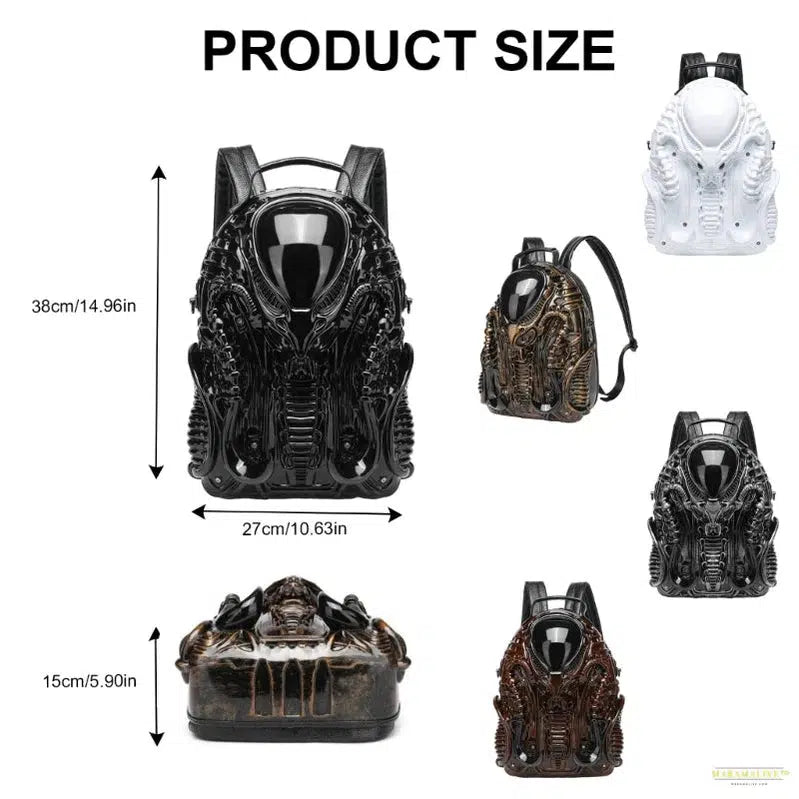 E74B 3D Xenomorph Shaped Backpack for Women Man Halloween Backpack Cool Predalien Handbag Novelty Backpack Casual Daypacks