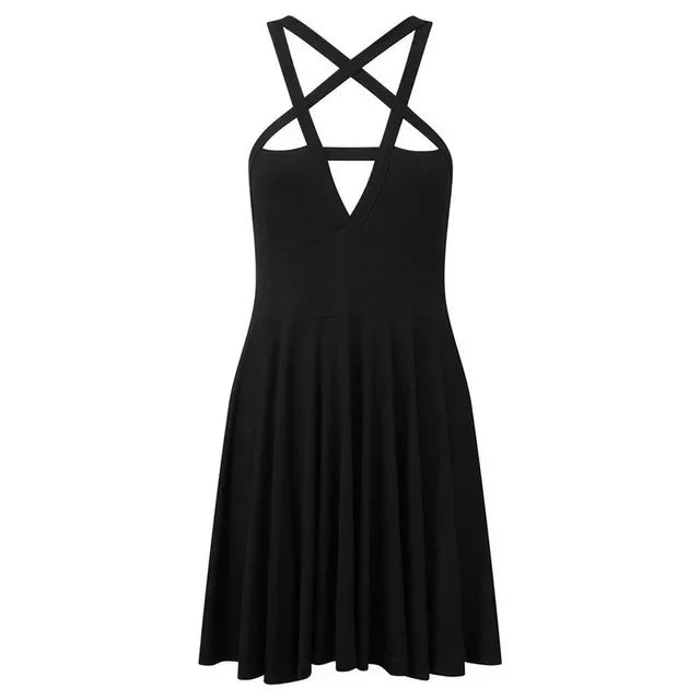 Edgy Gothic Punk Strappy Dress for Alternative Style