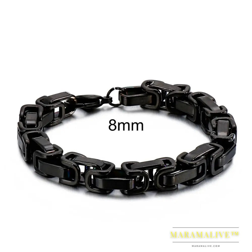 Electroplated Black And Golden Men's Bracelet Punk