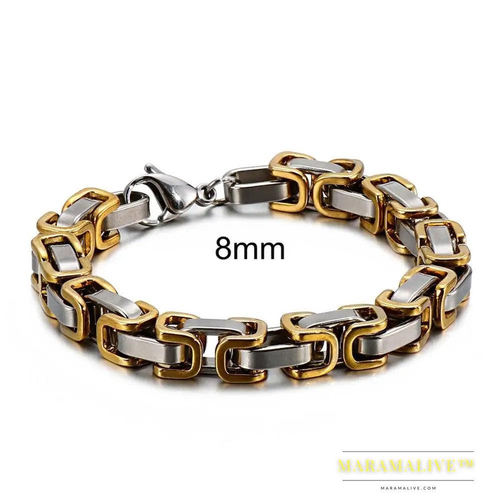 Electroplated Black And Golden Men's Bracelet Punk