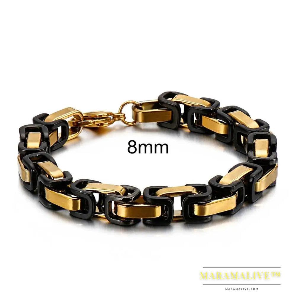 Electroplated Black And Golden Men's Bracelet Punk