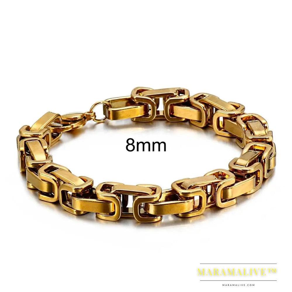 Electroplated Black And Golden Men's Bracelet Punk