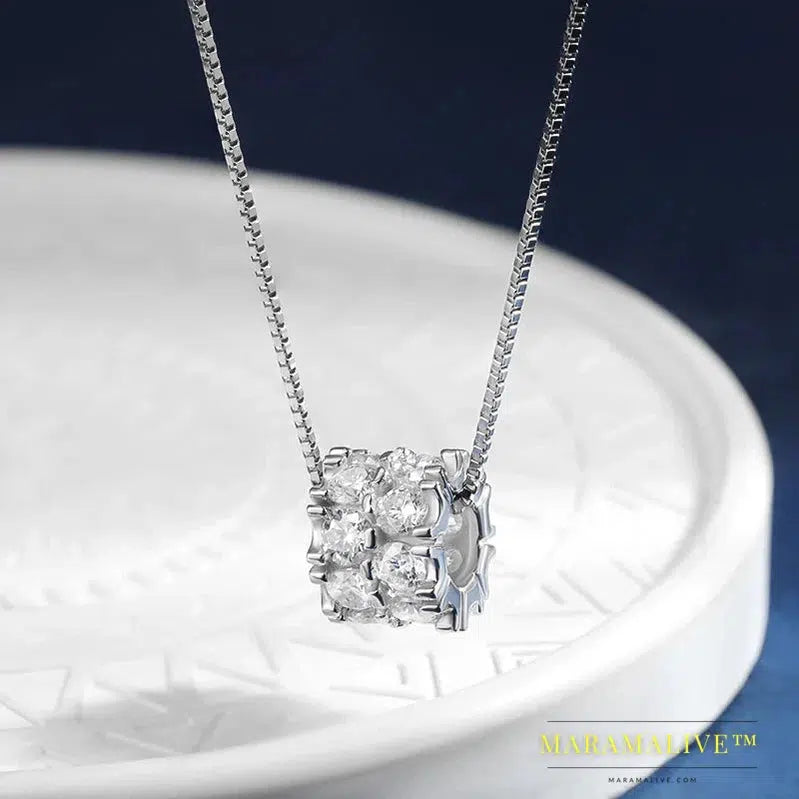 Elegant Sparkling Moissanite & Diamond Wheel Pendant