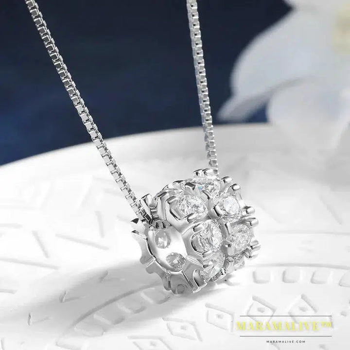 Elegant Sparkling Moissanite & Diamond Wheel Pendant