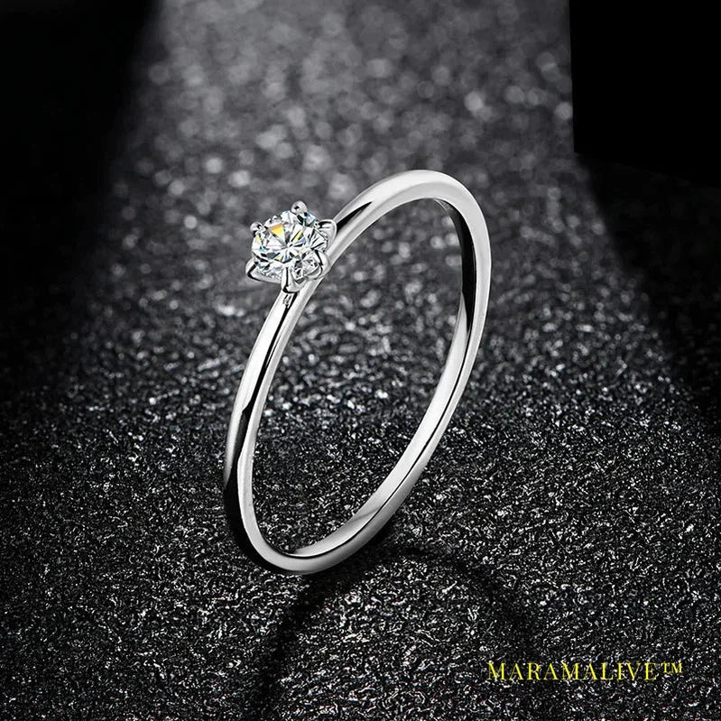 Elegant Sparkling Moissanite Solitaire Engagement Ring