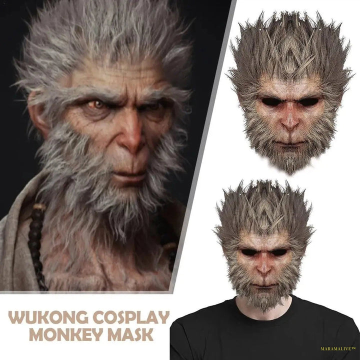 Emulsion Black Myth Wukong Cosplay Mask Headwear Role Play Accessories Halloween Carnival Party Props Masquerade Mask Cover