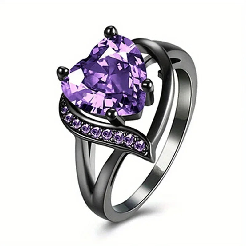 Enchanting Sweet Love Heart & Dragon Pattern Stainless Steel Couple Ring - Unisex Dark Jewelry