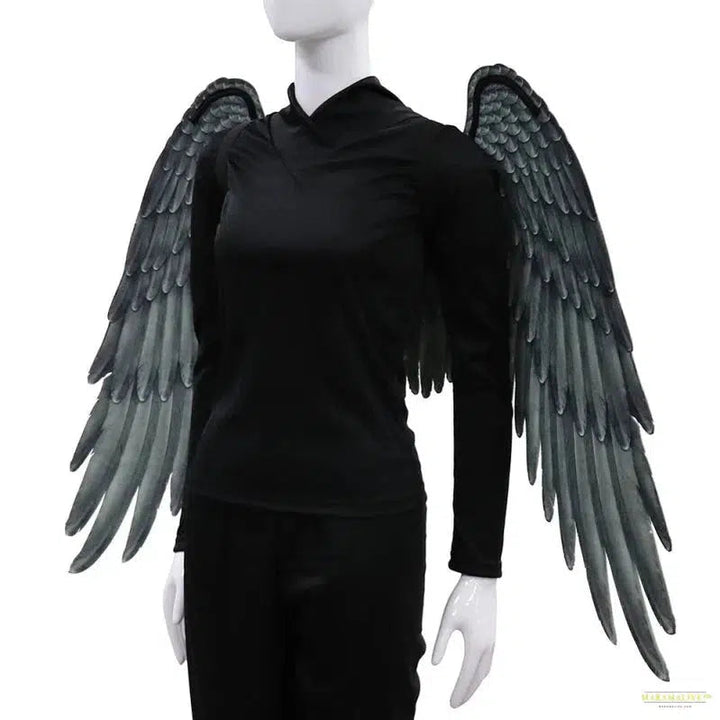 Entrancing Black & White Feathered Wings 3D Angel Cosplay Costume - Mardi Gras Carnival Dress-up Accessory