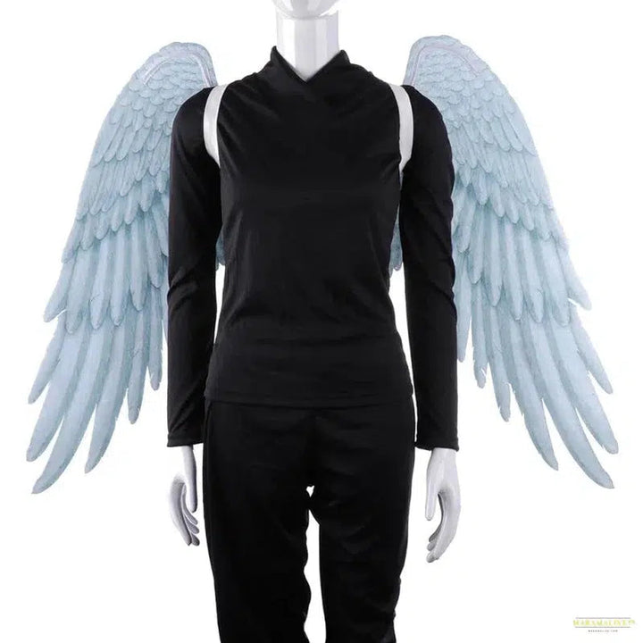 Entrancing Black & White Feathered Wings 3D Angel Cosplay Costume - Mardi Gras Carnival Dress-up Accessory