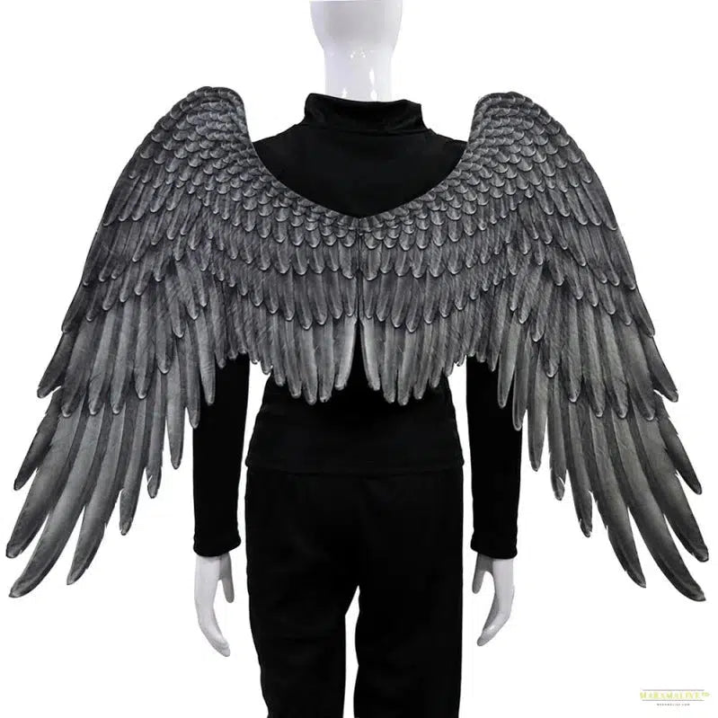 Entrancing Black & White Feathered Wings 3D Angel Cosplay Costume - Mardi Gras Carnival Dress-up Accessory