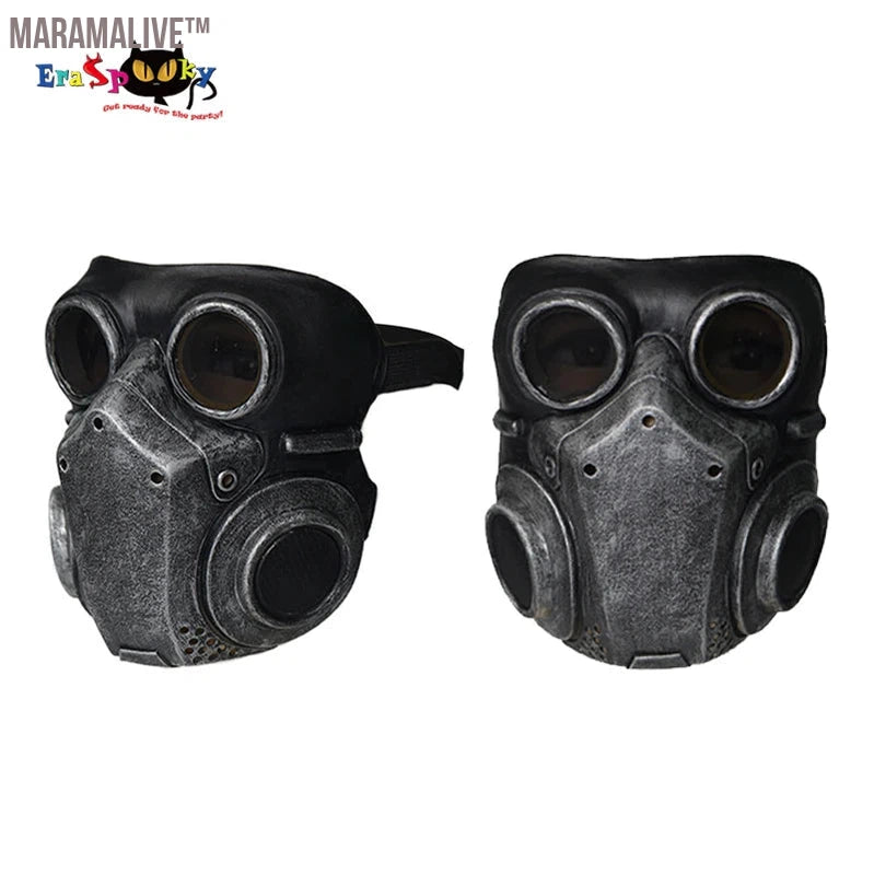 Eraspooky Medieval Steampunk Gas Mask Cosplay Unisex Latex Full Face Mask Halloween Costume Props