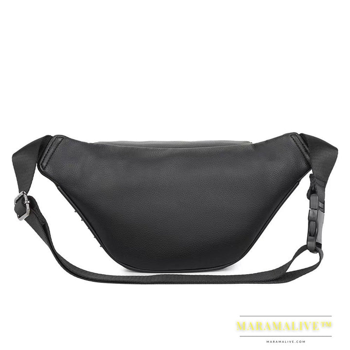 European And American Casual Men's Black Waist Bag