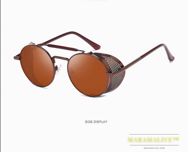 European And American New Steampunk Glasses Retro Color Film Reflective Aviator Sunglasses