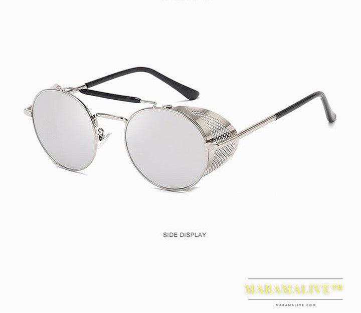 European And American New Steampunk Glasses Retro Color Film Reflective Aviator Sunglasses