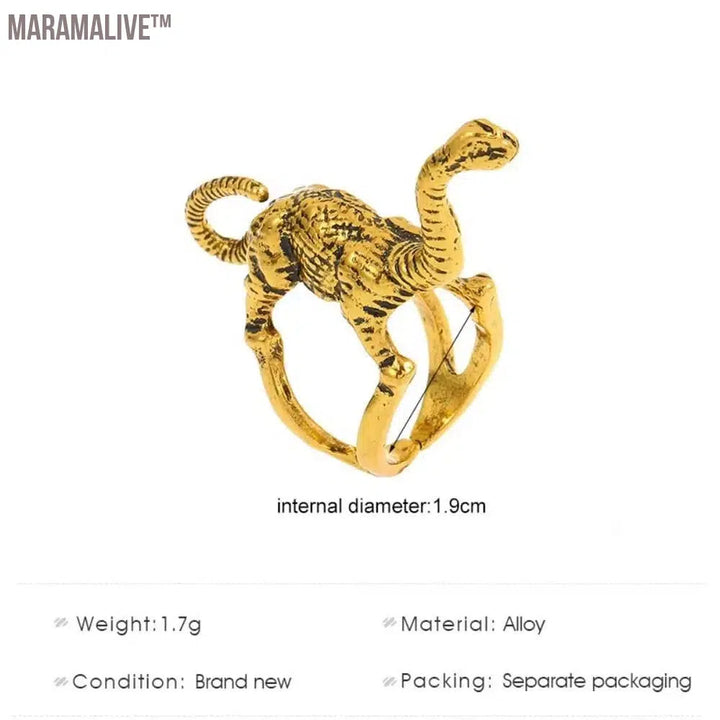 Exaggerated Metal Insect Beetle Dinosaur Ring for Women Men Unisex Punk Animal Ring Trendy Jewelry Gifts