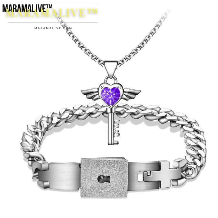 Exceptional Concentric Lock Bracelet Necklace Set