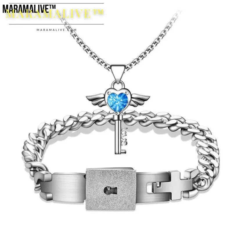 Exceptional Concentric Lock Bracelet Necklace Set