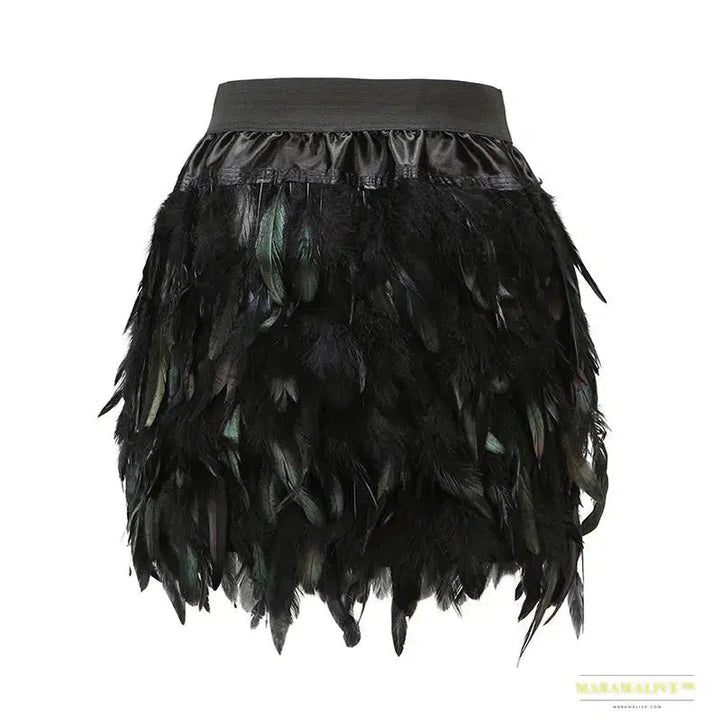 Expressive Feather Skirt Mini Length Double Layer for Party & Clubwear - A Classic Statement Piece