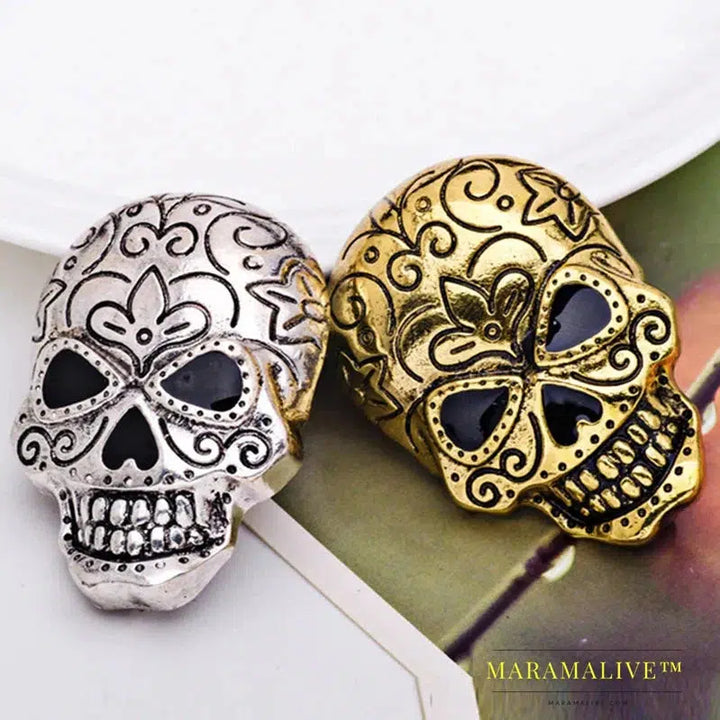 Exquisite Grimace Punk Carved Skull Delicate Jewelry Female Brooch Homme Party Gold white Rhinestone Handkerchief Knot