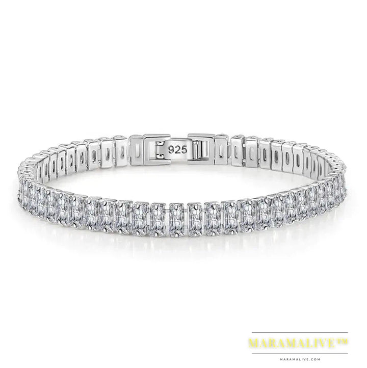 Exquisite Moissanite Tennis Bracelet in Platinum Silver