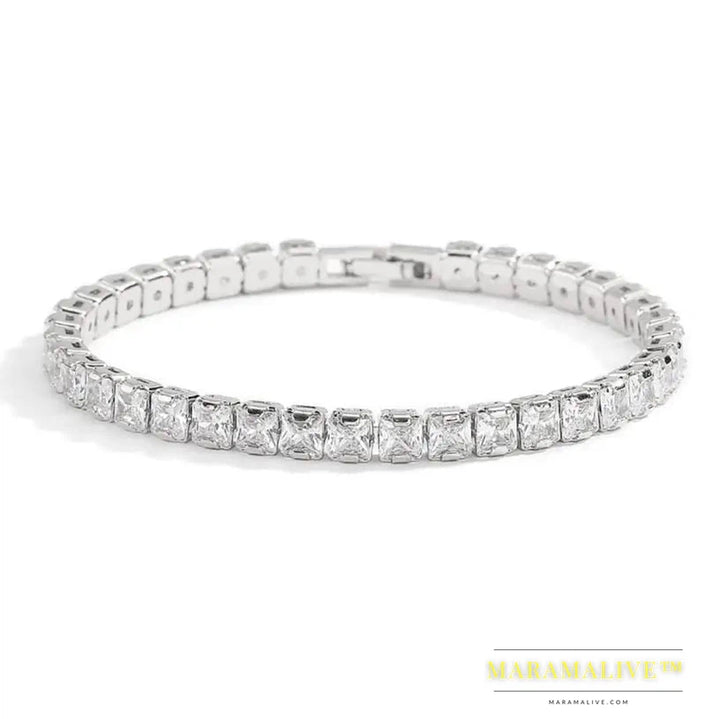 Exquisite Moissanite Tennis Bracelet in Platinum Silver