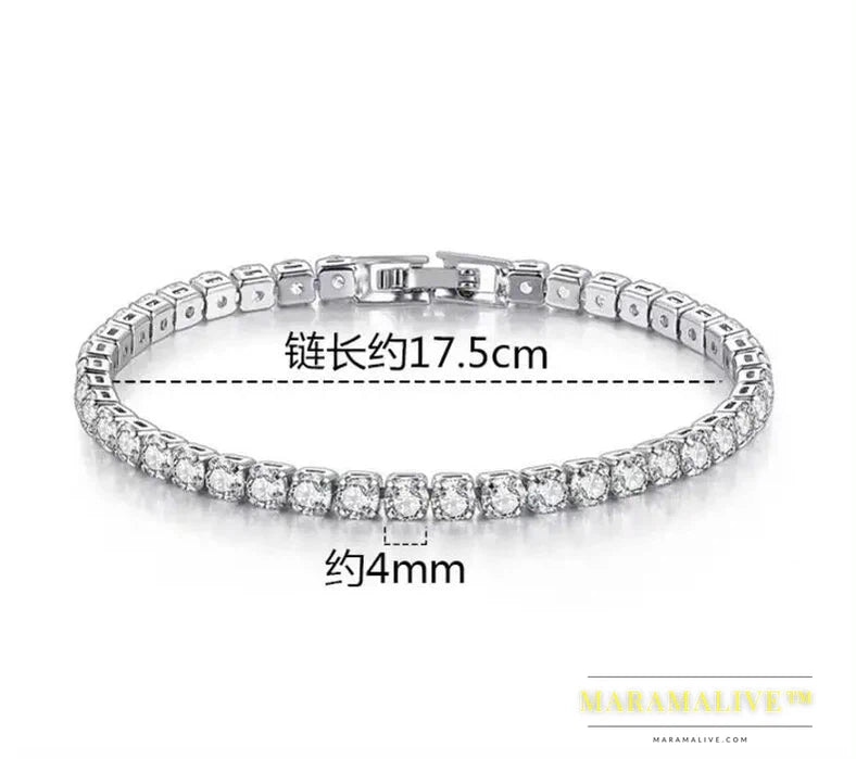 Exquisite Moissanite Tennis Bracelet in Platinum Silver