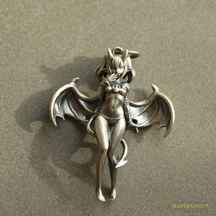 Exquisite Vintage Devil Bat Girl Pendant Necklace - Gothic Hip Hop Cosplay Punk Jewelry